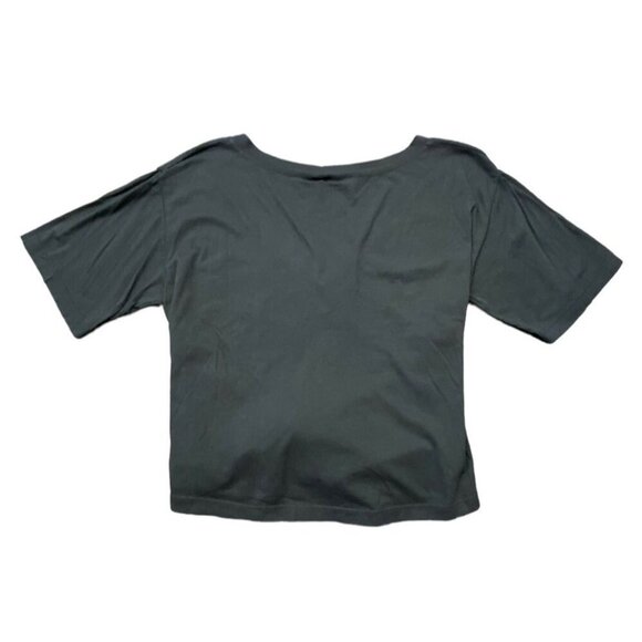 A.L.C. ALC Sz XS T-Shirt Vera Tie Front Crewneck Black Cotton Classic Minimalist - Picture 3 of 5